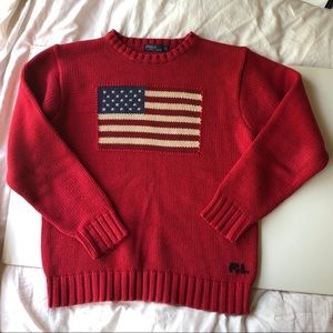 Vintage Polo patriotic flag red cotton sweater